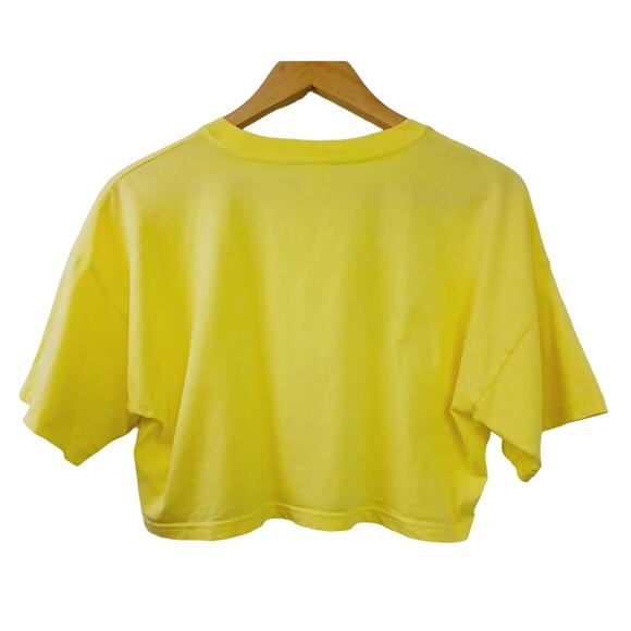 TNA SZ M Bright Yellow Cropped Tee Oversized Boxy 100% Cotton - Picture 4 of 5